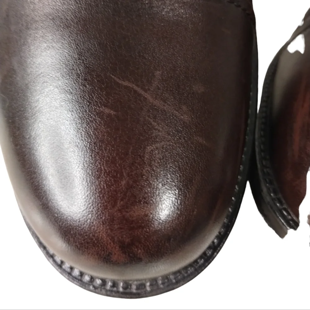 Chaps Lace Up Loafers Mens Size 10.5‎ Brown Leather Cap Toe Casual Career Shoes